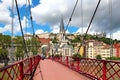 St. Georges footbridge over Saone river, Lyon, France Royalty Free Stock Photo