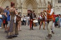 Medieval musicians and jugglers at Lyon Renaissance Festival Royalty Free Stock Photo