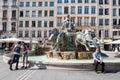 LYON, FRANCE - MAY 19: Symbol of the city, famous Bartholdi fountain on the Terreaux square. Royalty Free Stock Photo