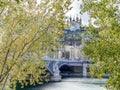 Lyon, France: Notre dame de fourviÃÂ¨re Basilica, pont Lafayette bridge and the Rhone river Royalty Free Stock Photo