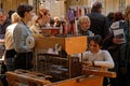 Training on an old loom in Festival Silk in Lyon