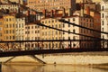 Lyon, France. The old city and saone iron bridge Royalty Free Stock Photo