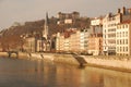 Lyon, France. Old city and Saone riverfornt Royalty Free Stock Photo