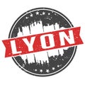 Lyon France Round Travel Stamp Icon Skyline City Design. Badge Seal Illustration.