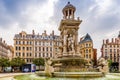 Fountain on the square of the Jacobins in Lyon in the Rhone, France
