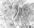 Lyon map, satellite view of the city, streets and houses, France