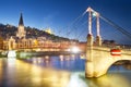 Lyon by nigt with lights Royalty Free Stock Photo