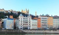 Lyon old town and the fourviere hill, Lyon, France Royalty Free Stock Photo