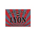 Lyon Retro Tin Sign Vintage Vector Souvenir Sign Or Postcard Templates. Travel Theme.