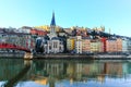 Lyon and the river Saone Royalty Free Stock Photo