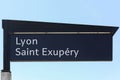 Lyon Saint Exupery airport and railway station panel in Lyon Royalty Free Stock Photo