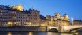 Lyon with Saone river at night Royalty Free Stock Photo