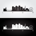 Lyon skyline and landmarks silhouette