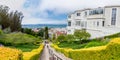 Lyon Steps stairs in San Francisco, panoramic aerial view at sunset, California - USA Royalty Free Stock Photo