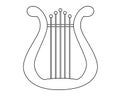 Lyra - musical instrument - vector linear picture for coloring. Outline. Lyra or harp is a symbol of poetic inspiration and creati