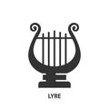 Lyre glyph icon. Harp vector symbol. Music instrument illustration