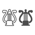 Lyre with strings, harp line and solid icon, musical instruments concept, lira string istrument vector sign on white