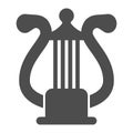 Lyre with strings, harp solid icon, musical instruments concept, lira string istrument vector sign on white background