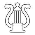 Lyre with strings, harp thin line icon, musical instruments concept, lira string istrument vector sign on white