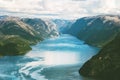 Lysefjord and Mountains Landscape aerial view in Norway