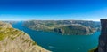 Lysefjord and Preikestolen cliff in summer day, Norway