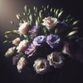 Lysianthus bouquet with dramatic side light. Flowers and plants in spring. AI generated Royalty Free Stock Photo