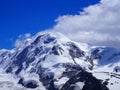 Lyskamm at Monte Rosa massif, landscape of swiss alpine mountain range glacier in Alps, SWITZERLAND Royalty Free Stock Photo