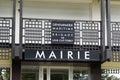 LÃÂ¨ge-Cap-Ferret mairie means city hall facade in town center with sign text french of brigade de Gendarmerie maritime means