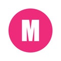 Letter M logo symbol in pink circle. Royalty Free Stock Photo