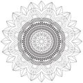 Flower Floral Lotus Mandala Design Coloring Leaves Henna Mehndi Meditation Tattoo Decoration Ethnic Oriental Book Page Royalty Free Stock Photo