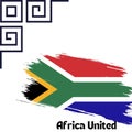 White background, Africa United written in black and South African flag