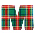 M ALPHABET LETTER - Scottish style fabric texture Letter Symbol Character on White Background