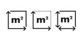 m2 area unit icon. Square Meter. Vector stock illustration.