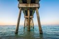 The M.B. Miller County Pier and Gulf of Mexico at sunrise, in Panama City Beach, Florida Royalty Free Stock Photo