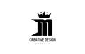 M black and white alphabet letter logo icon design with king crown and spikes. Template for company and business