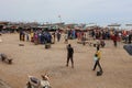 M\'Bour, Senegal, 24 July 2022, people wait for the return of fishermen to the fishing port in M\'Bour