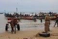 M\'Bour, Senegal, 24 July 2022, people wait for the return of fishermen to the fishing port in M\'Bour