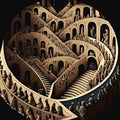 M C Escher style stairs original surreal illustration MC