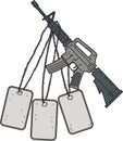 M4 Carbine Dog Tags Hanging Drawing