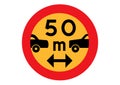 50m between cars sign Royalty Free Stock Photo