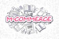 M-Commerce - Doodle Magenta Inscription. Business Concept.