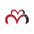 M Crown logo design. M logo black and red color icon design. MI logo vector images. Luxury Mi Crown logo design. Royalty Free Stock Photo