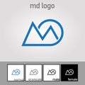 M and D Letter Logo. Blue Color. - Vector