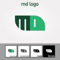 M and D Letter Logo. Green Color. - Vector