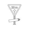 20 m distance icon. Element of road signs and junctions for mobile concept and web apps icon. Outline, thin line icon Royalty Free Stock Photo