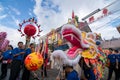 200m dragon dance first time perform at street. Royalty Free Stock Photo
