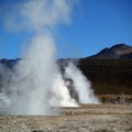 At 4300 m the El Tatio geysers are the highest geyser field in the world. We walked among dozens of spurting geysers, each marked