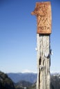 1407m First Peak Sign with Blue Sky on Mtn Seymour North Vancouver, BC