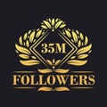 35M Followers celebration design. Luxurious 35M Followers logo for social media followers Royalty Free Stock Photo