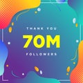 70M or 70000000, followers thank you colorful geometric background number. abstract for Social Network friends, followers, Web